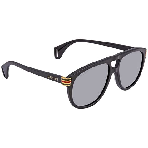 Gucci Polarized Grey Pilot Men's Sunglasses .